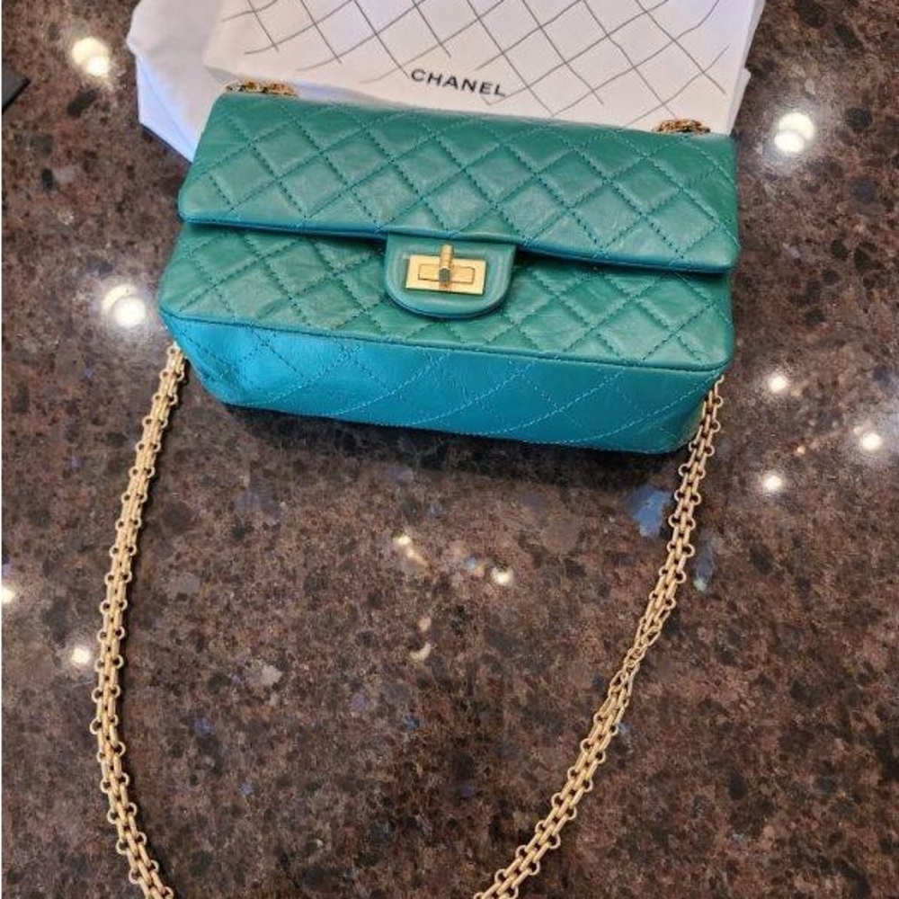 Chanel Green FlapBag worn once with box and receipt
